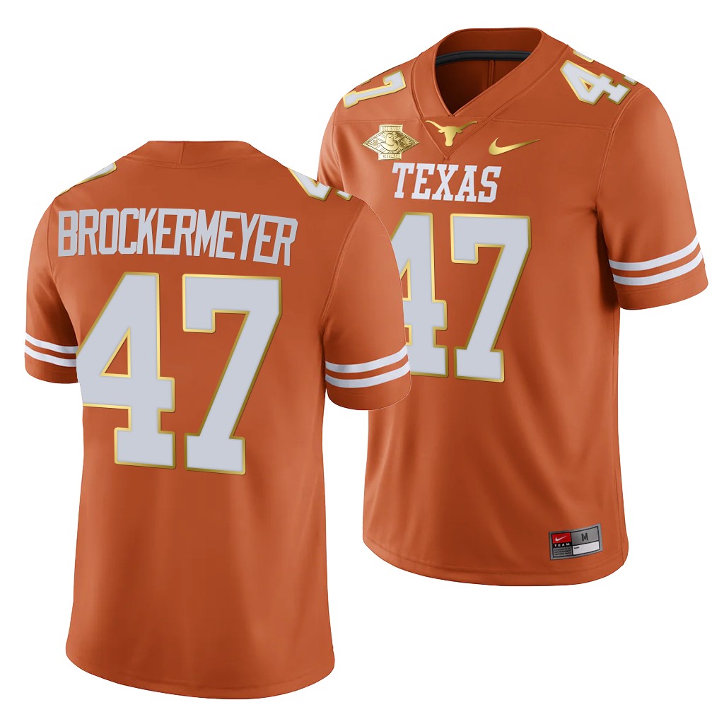 Texas Longhorns Luke Brockermeyer 47 Orange Red River Showdown Golden Patch Jersey Men FYUO5GXV