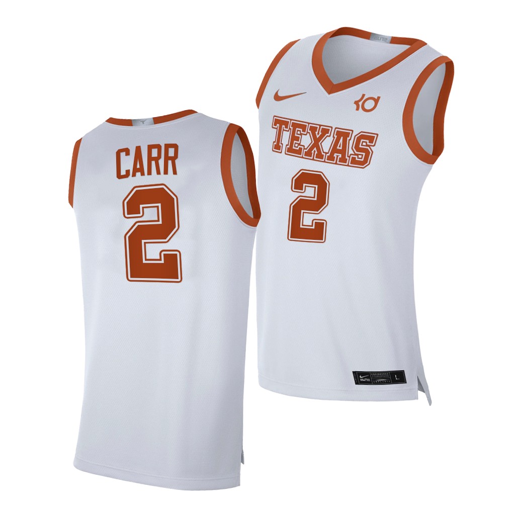 Texas Longhorns Marcus Carr Alumni Player Limited White Top Transfers Jersey CAKQDGXV