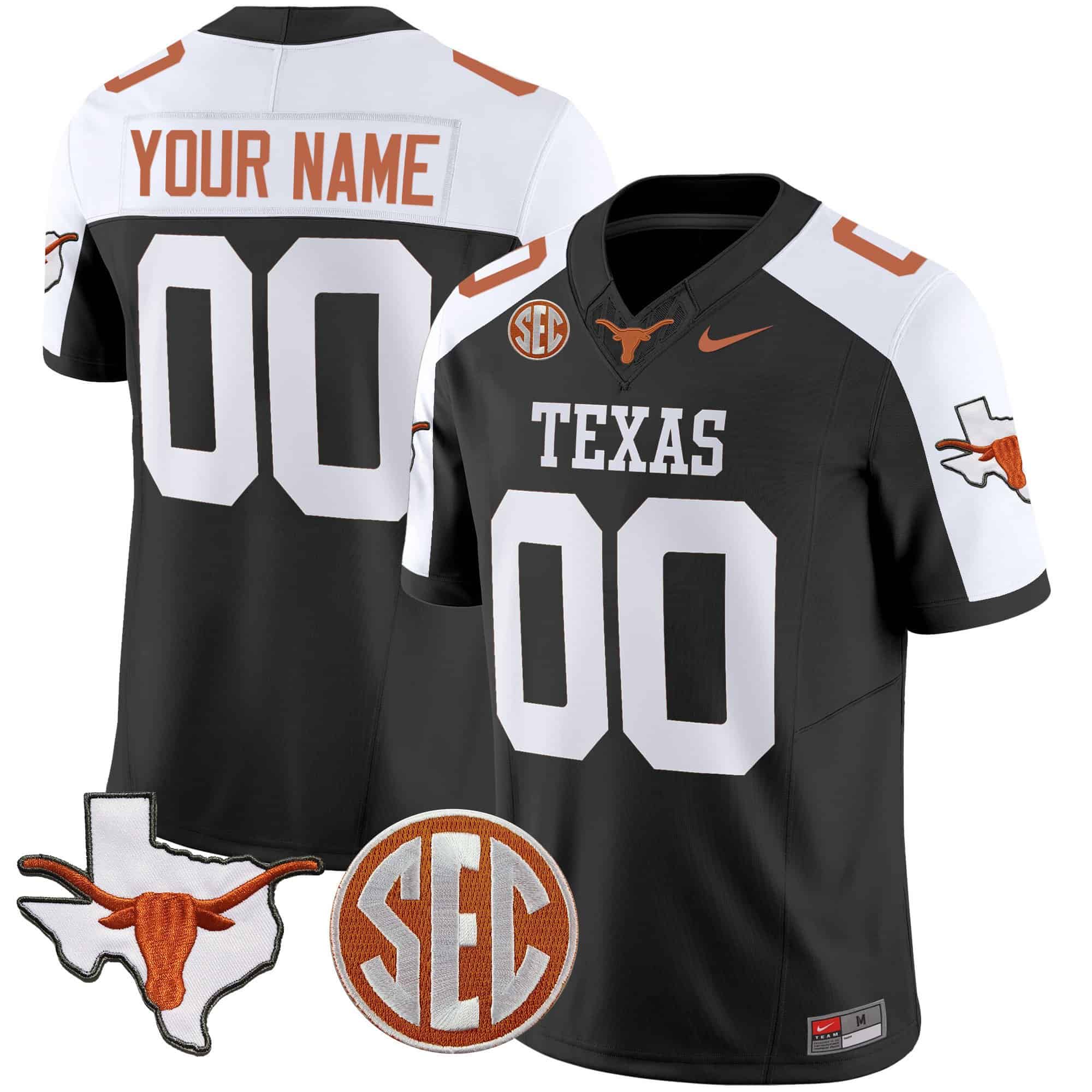 Texas Longhorns State Map &amp SEC Patch Vapor Custom Jersey V4 - All Stitched #1 IEHNWGXV