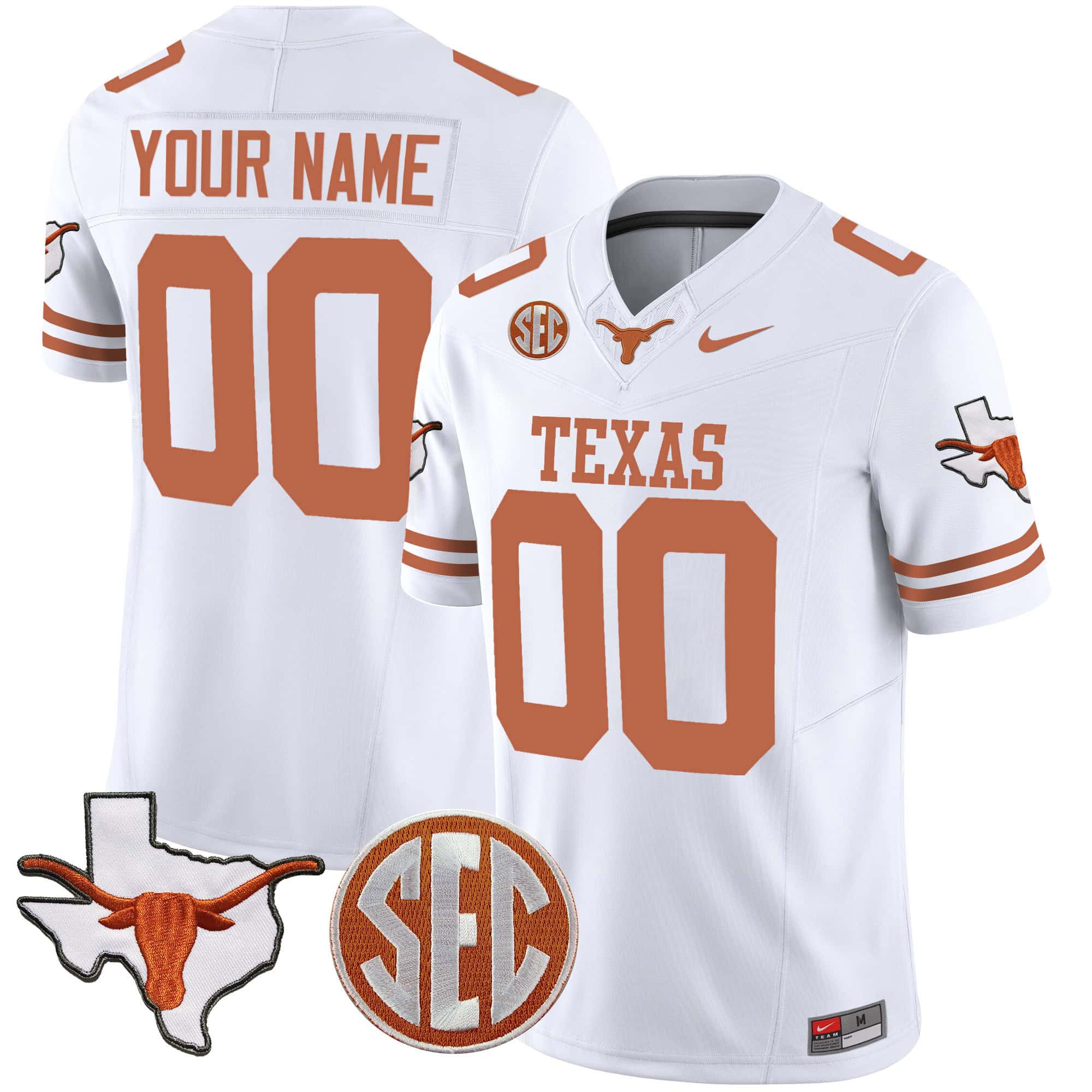 Texas Longhorns State Map &amp SEC Patch Vapor Custom Jersey V4 - All Stitched #5 RBMWDGXV