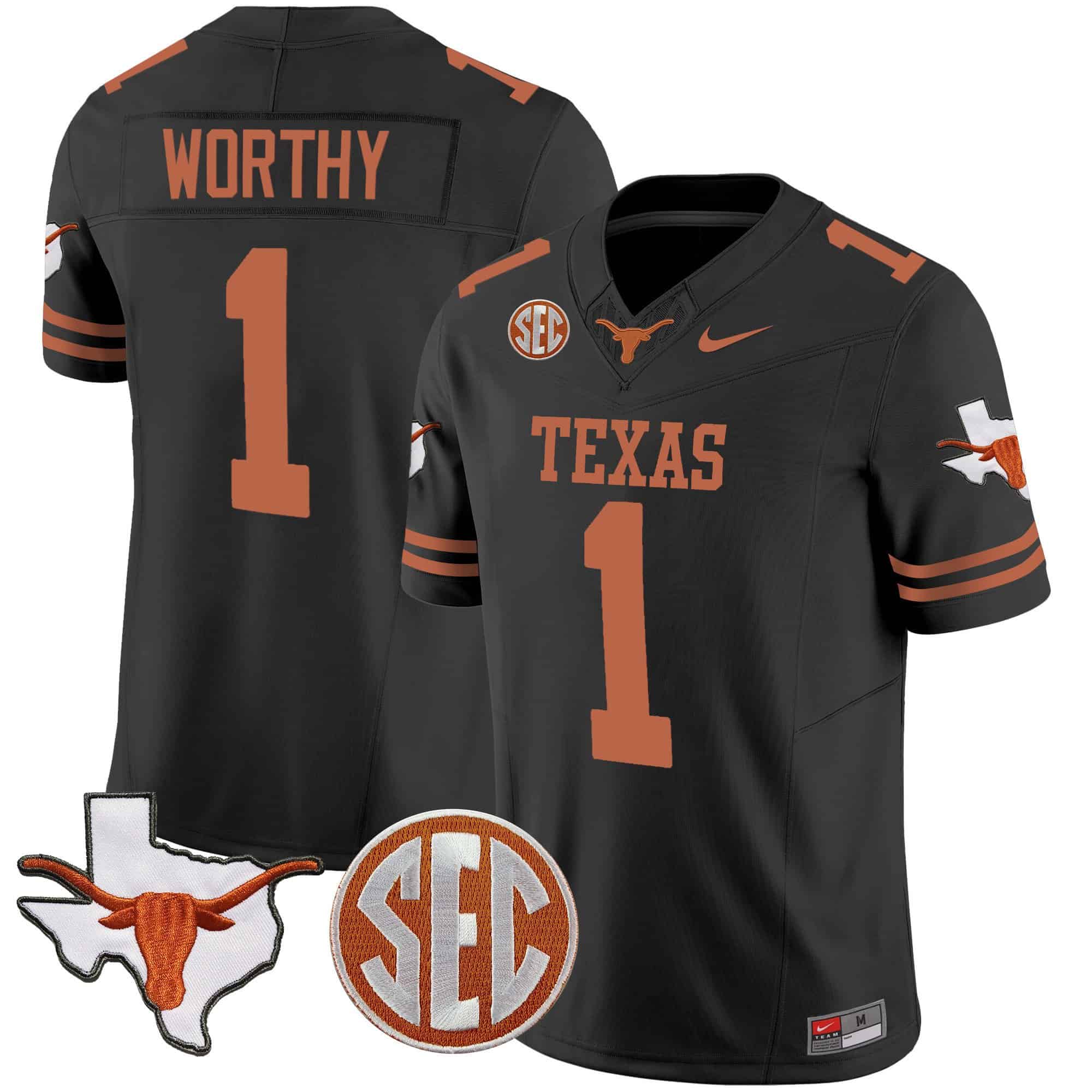 Texas Longhorns State Map &amp SEC Patch Vapor Jersey V4 - All Stitched #17 SJIDKGXV