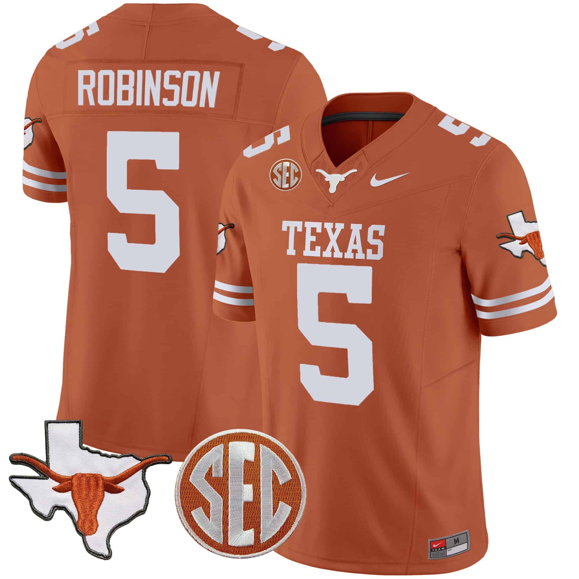 Texas Longhorns State Map &amp SEC Patch Vapor Jersey V4 - All Stitched #21 N2AWQGXV