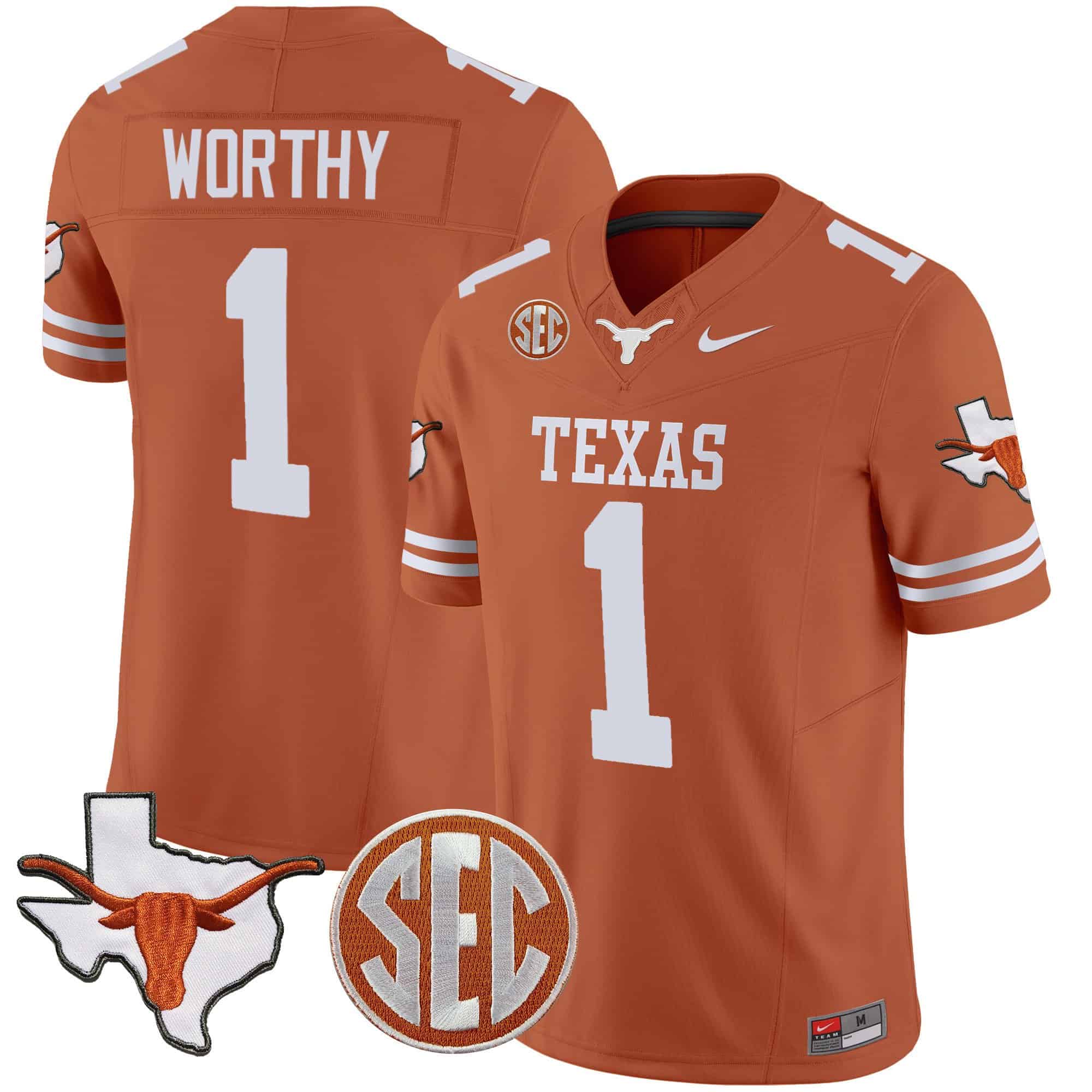 Texas Longhorns State Map &amp SEC Patch Vapor Jersey V4 - All Stitched #23 ANJLUGXV