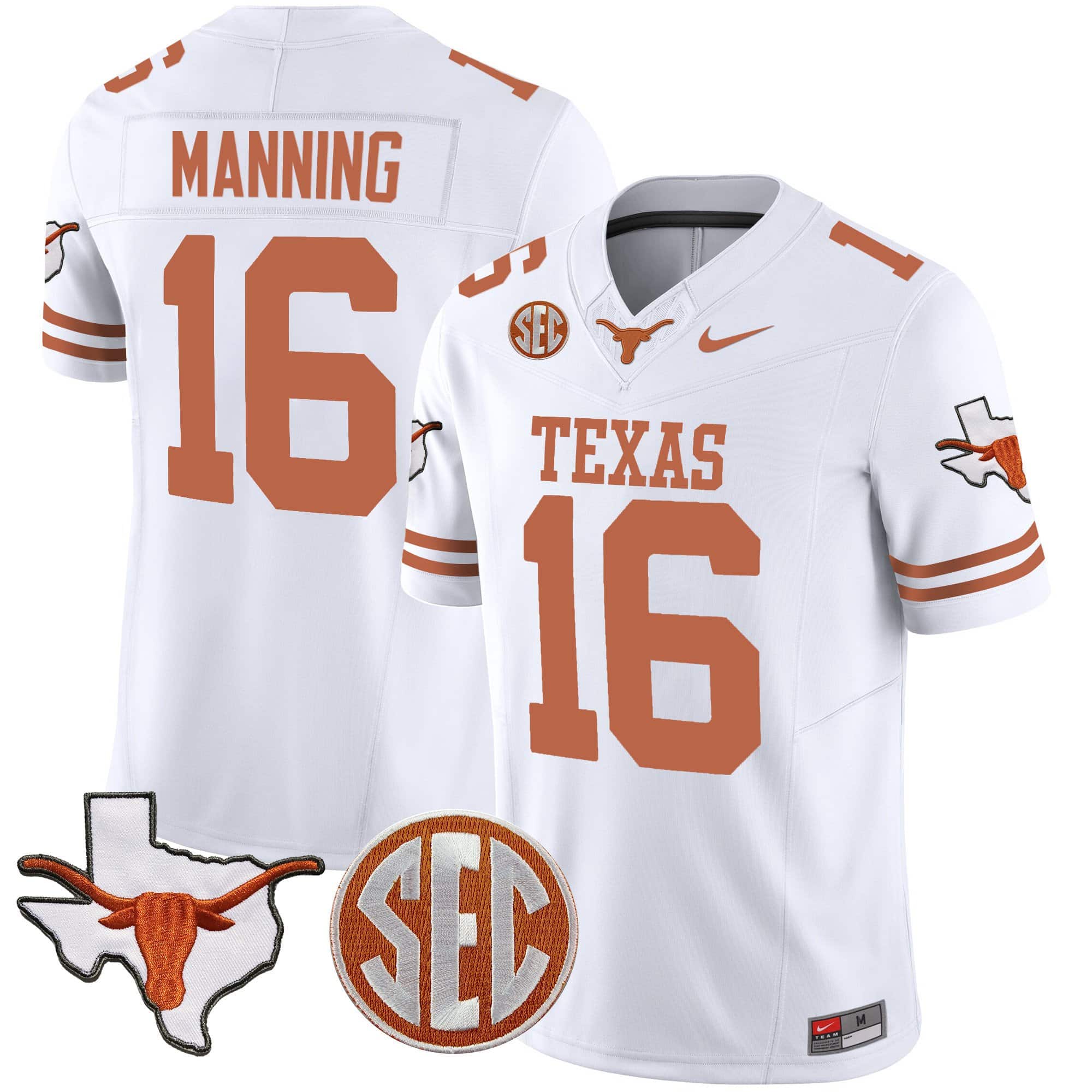 Texas Longhorns State Map &amp SEC Patch Vapor Jersey V4 - All Stitched #25 QZXZ8GXV