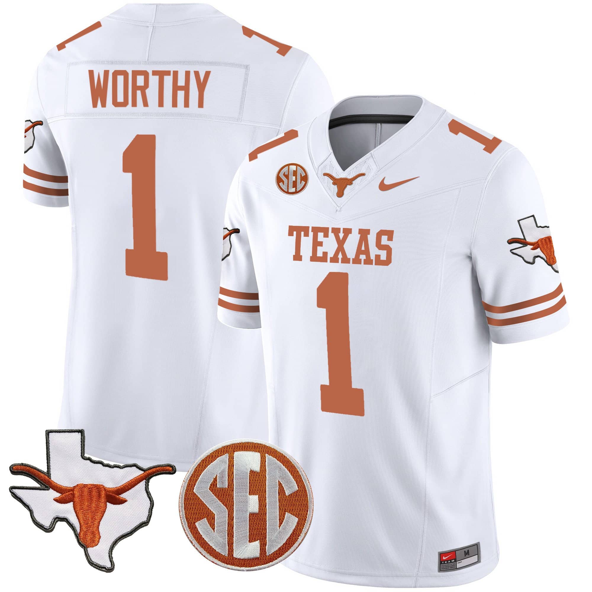 Texas Longhorns State Map &amp SEC Patch Vapor Jersey V4 - All Stitched #29 ONG1QGXV