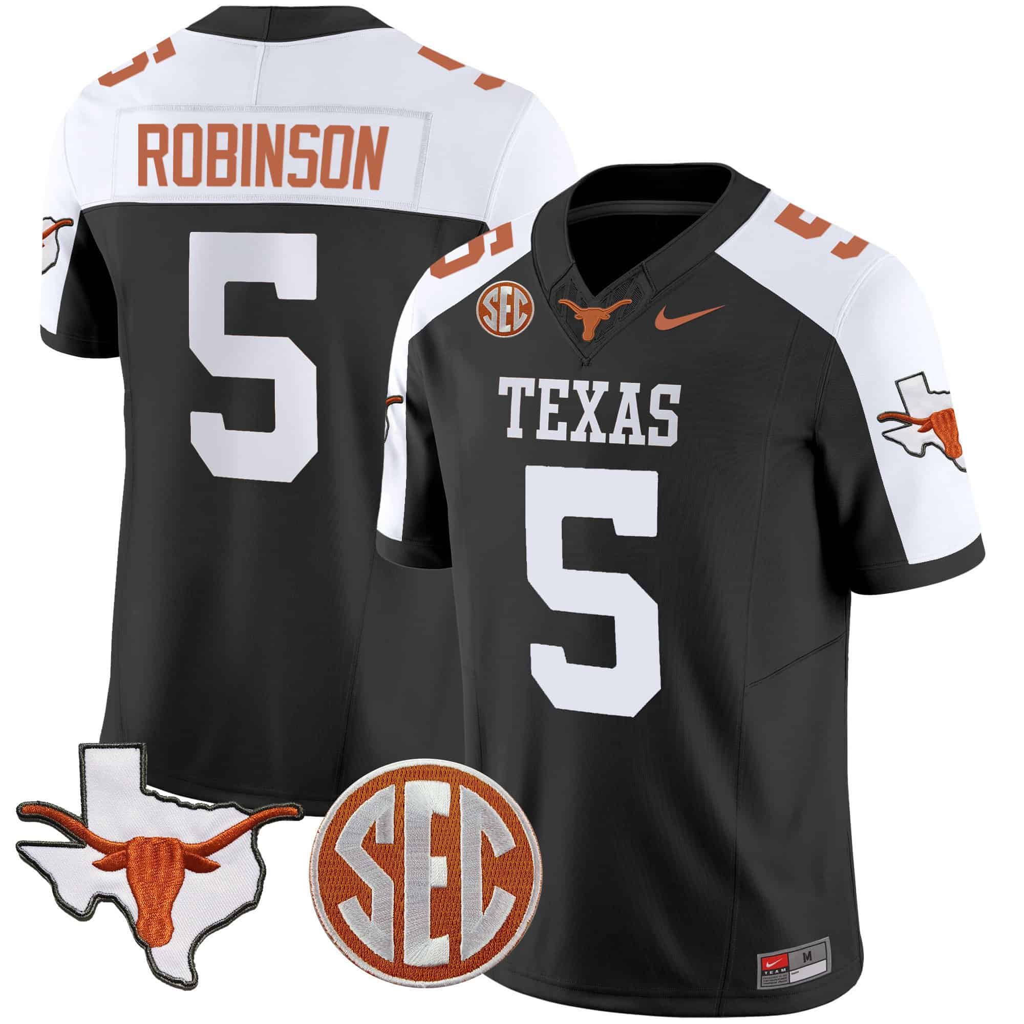 Texas Longhorns State Map &amp SEC Patch Vapor Jersey V4 - All Stitched #3 FGO3LGXV