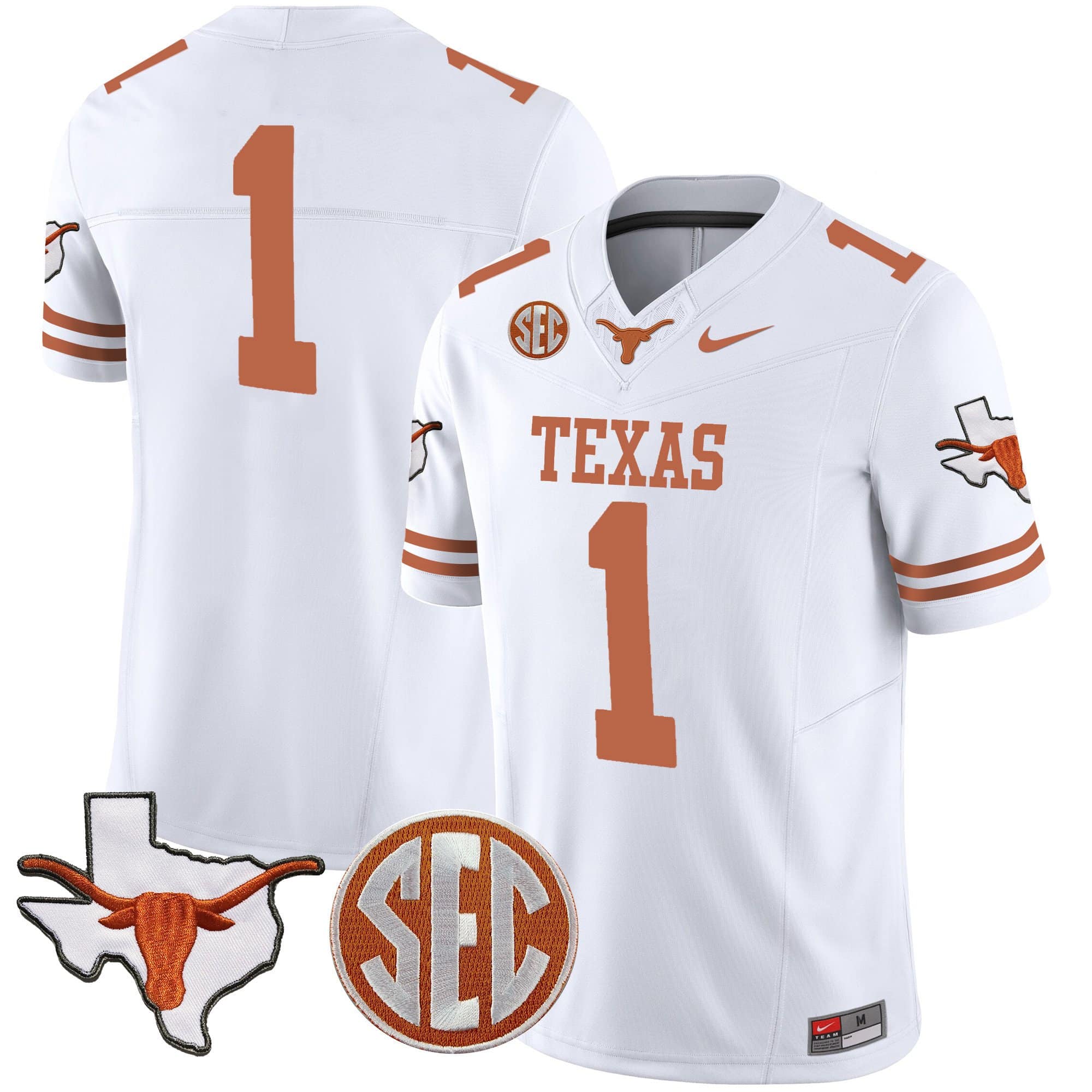 Texas Longhorns State Map &amp SEC Patch Vapor Jersey V4 - All Stitched #30 VW2B1GXV