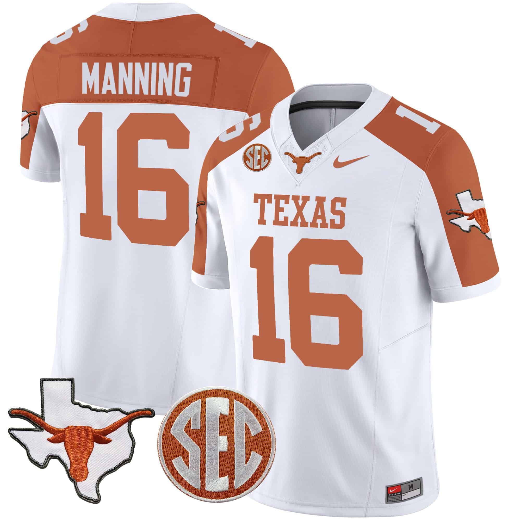 Texas Longhorns State Map &amp SEC Patch Vapor Jersey V4 - All Stitched #31 PSIHVGXV