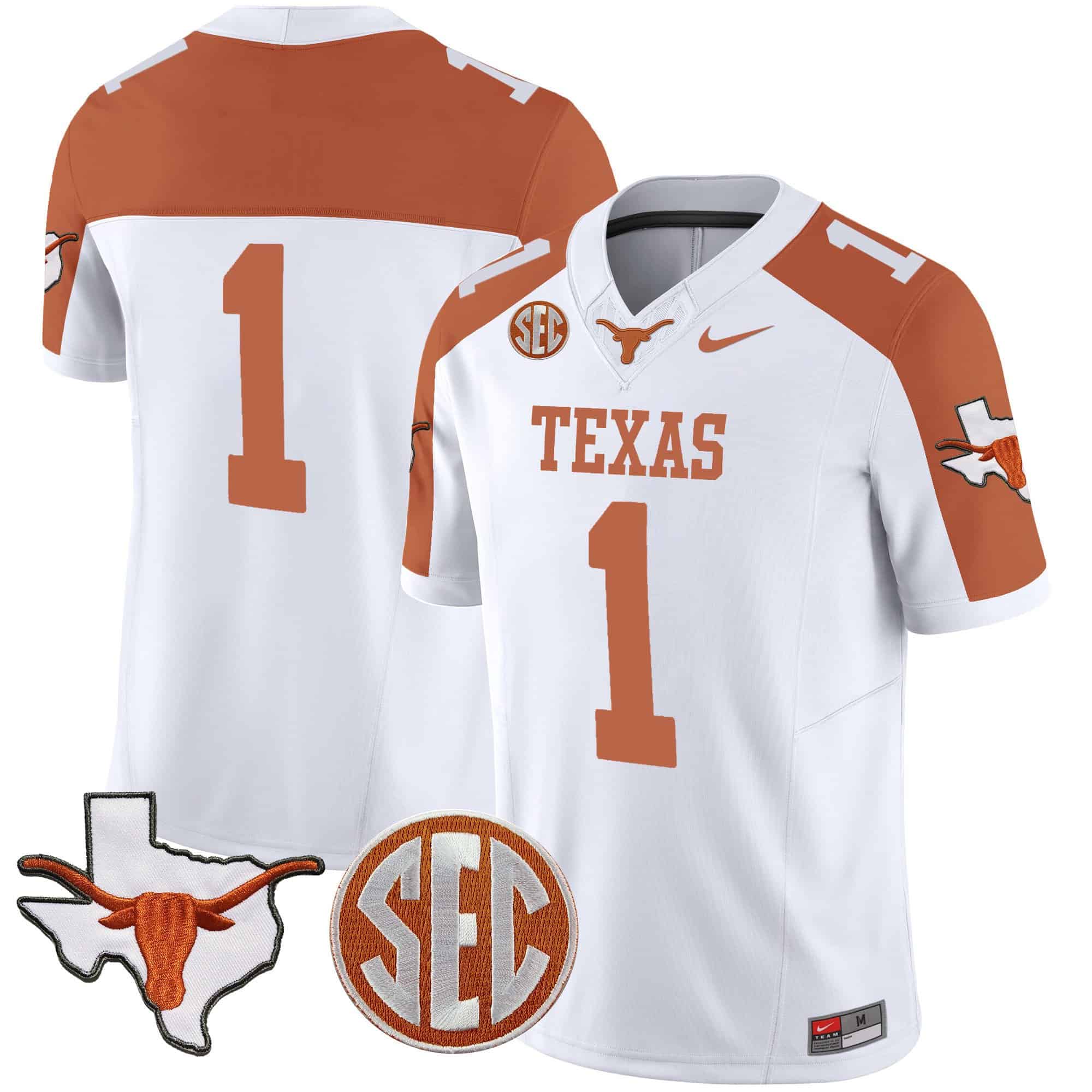 Texas Longhorns State Map &amp SEC Patch Vapor Jersey V4 - All Stitched #36 AXH2BGXV