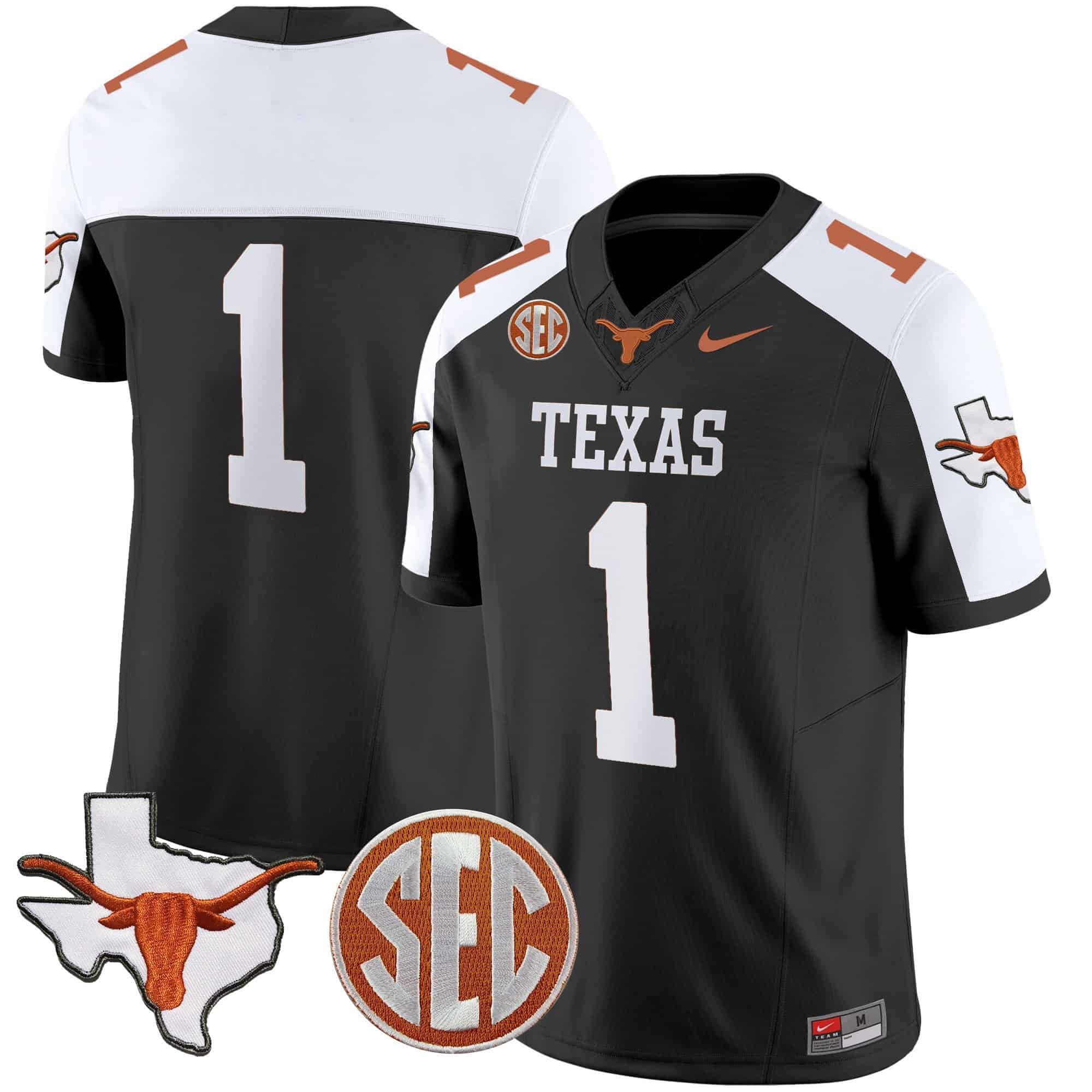 Texas Longhorns State Map &amp SEC Patch Vapor Jersey V4 - All Stitched #6 OJTO5GXV
