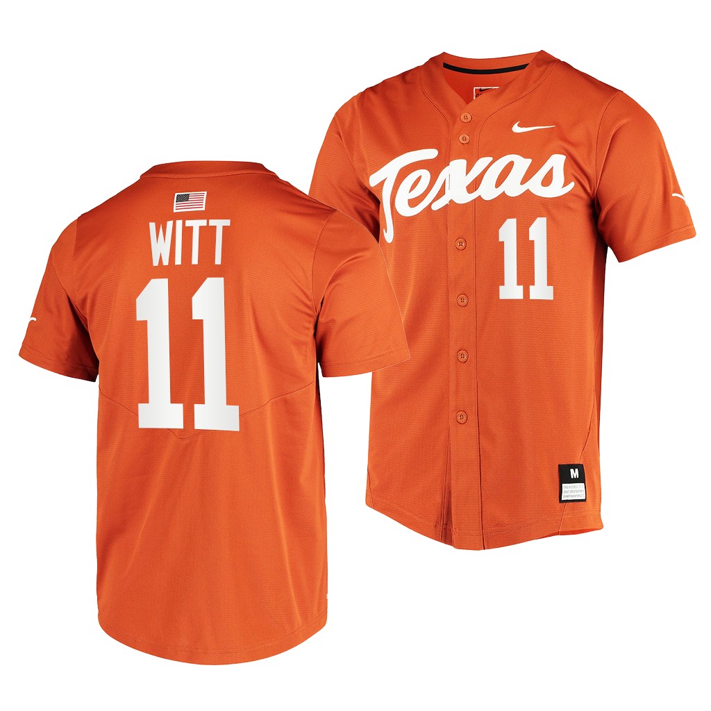 Texas Longhorns Tanner Witt Draft Top prospects Orange #11 Jersey College 17R5OGXV