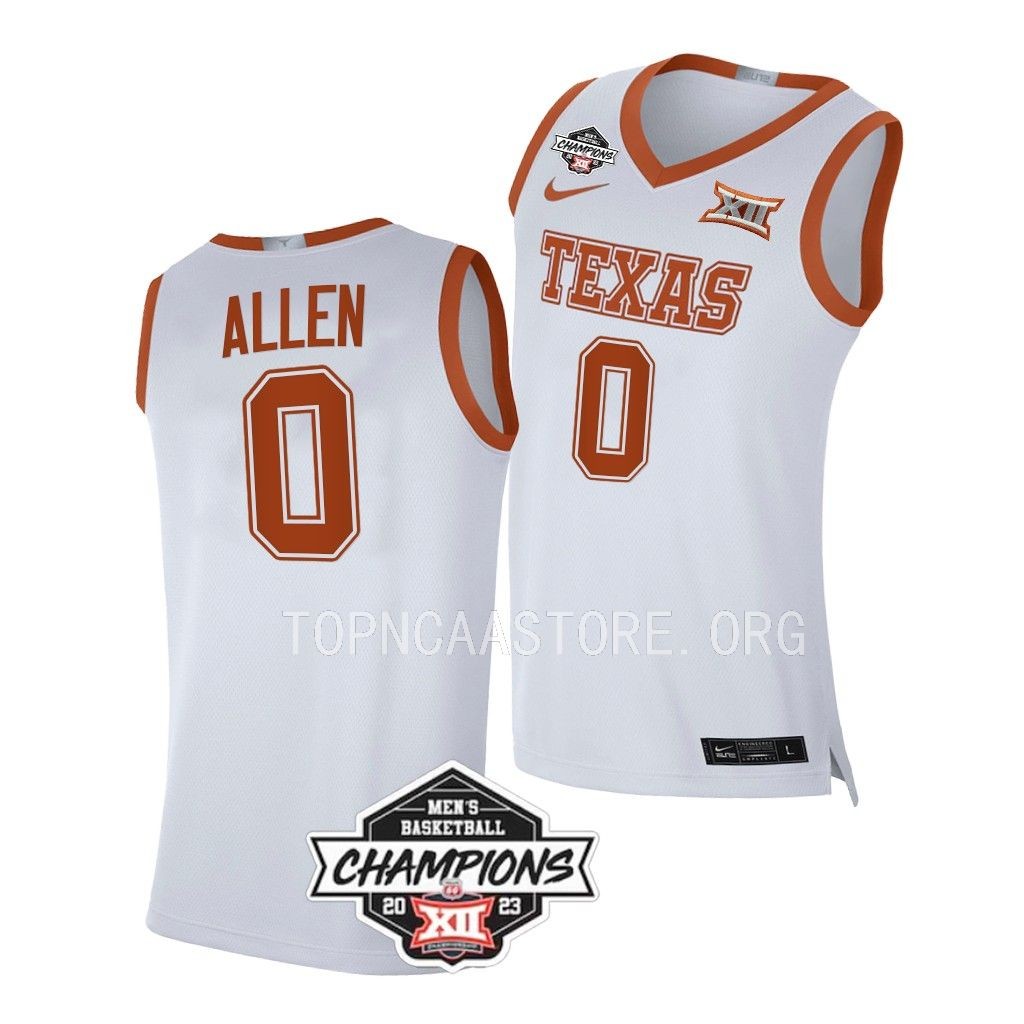 Texas Longhorns Timmy Allen White #0 Big 12 Mens Champs Jersey Men 1636FGXV