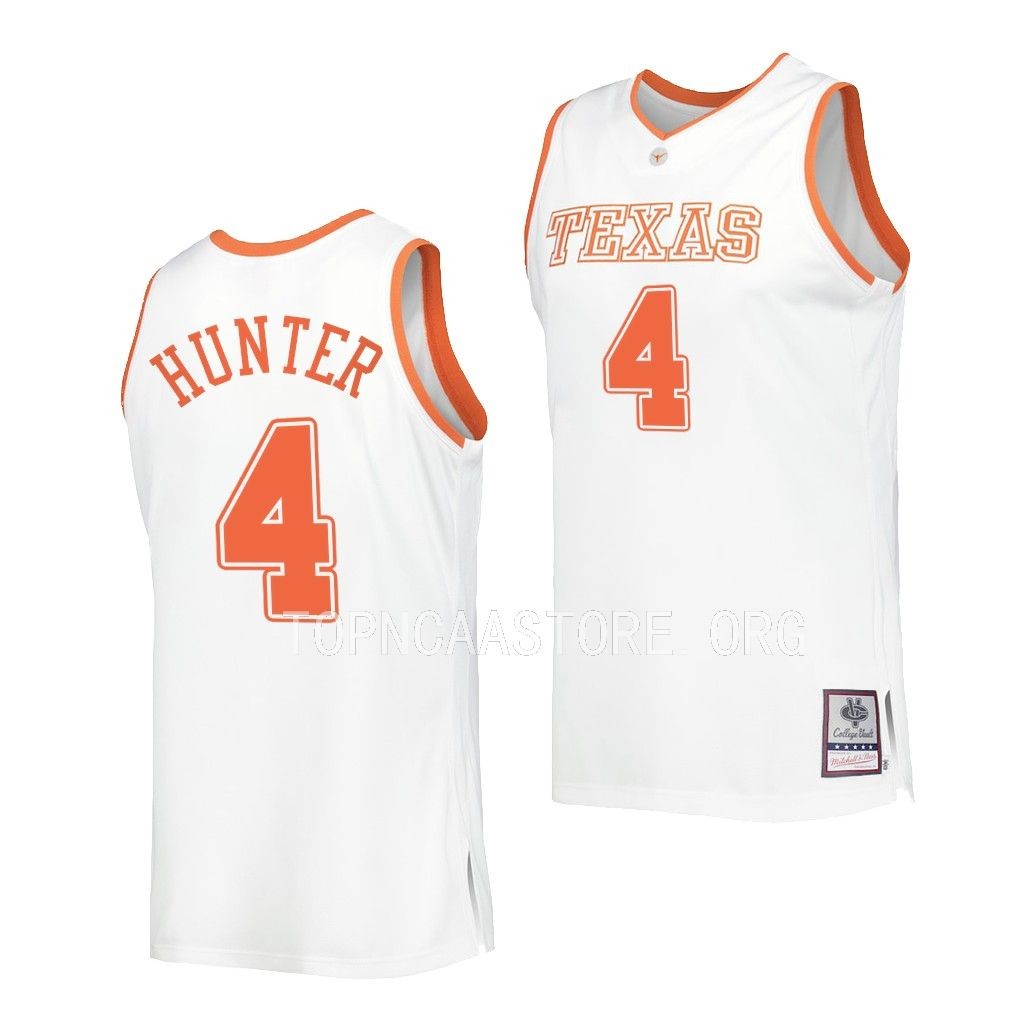 Texas Longhorns Tyrese Hunter White #4 Throwback Jersey College S9VBDGXV