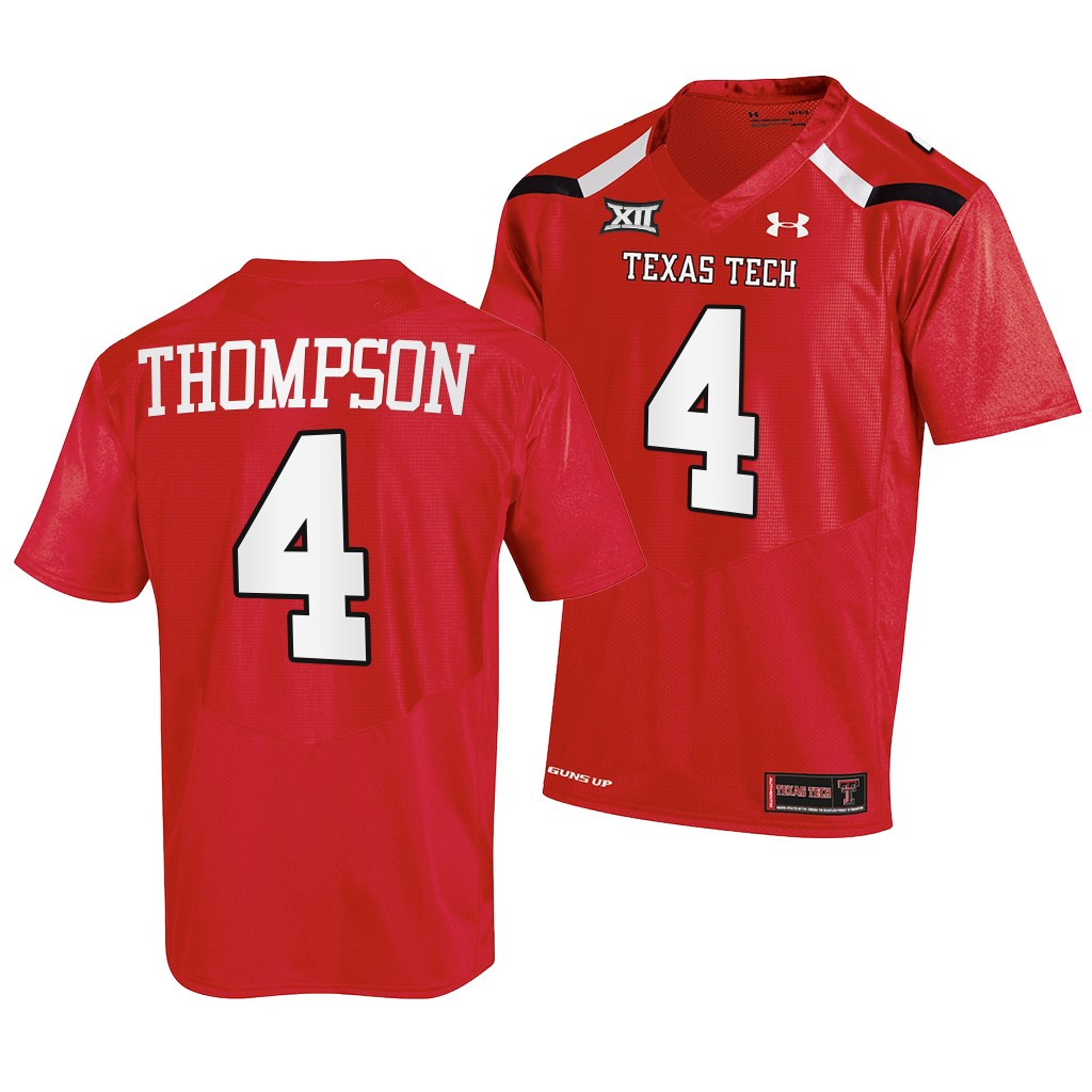 Texas Tech Red Raiders #4 SaRodrick Thompson 2022-23 College Red Jersey 2TOC7GXV