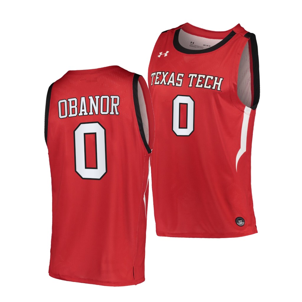 Texas Tech Red Raiders Kevin Obanor Alternate Red Top Transfers Jersey CUSHLGXV