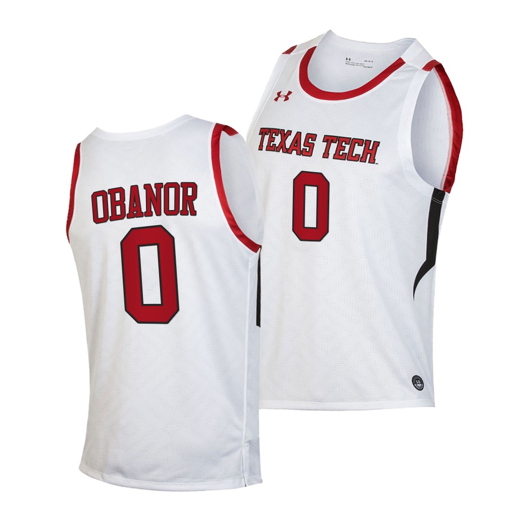 Texas Tech Red Raiders Kevin Obanor Home White Top Transfers Jersey AZKI4GXV