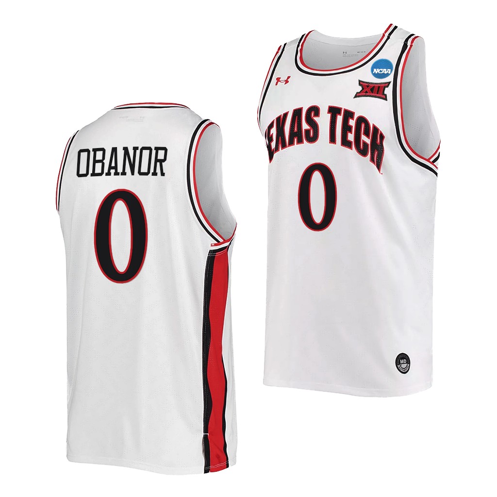 Texas Tech Red Raiders Kevin Obanor March Madness Retro uniform White #0 Jersey SBJCRGXV