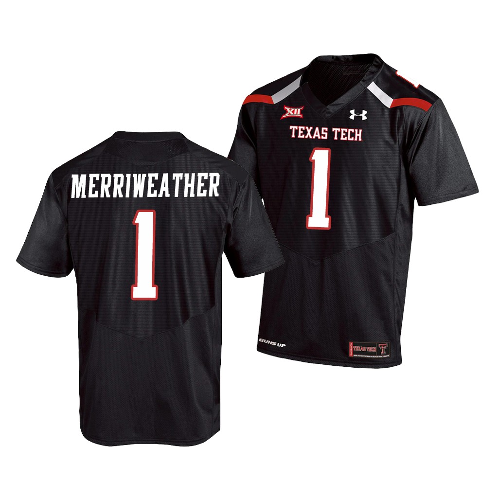 Texas Tech Red Raiders Krishon Merriweather Black College Jersey UPE2CGXV