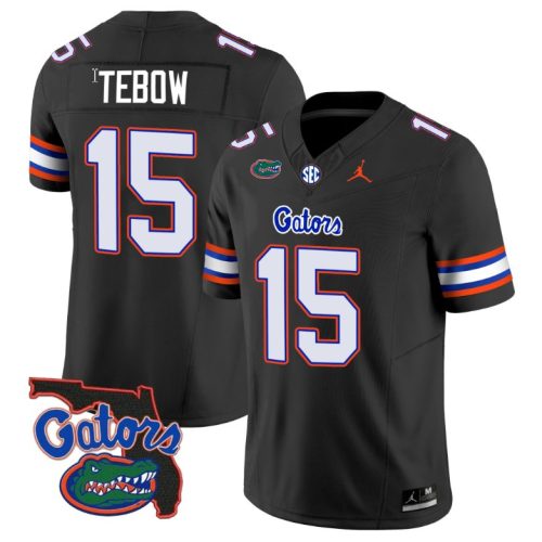Tim Tebow Jersey #15 Florida Gators Vapor Limited Florida Map College Football Black SIEHKGXV