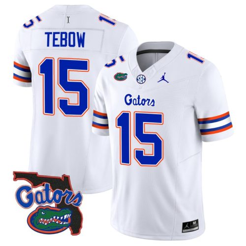 Tim Tebow Jersey #15 Florida Gators Vapor Limited Florida Map College Football White WTAYQGXV