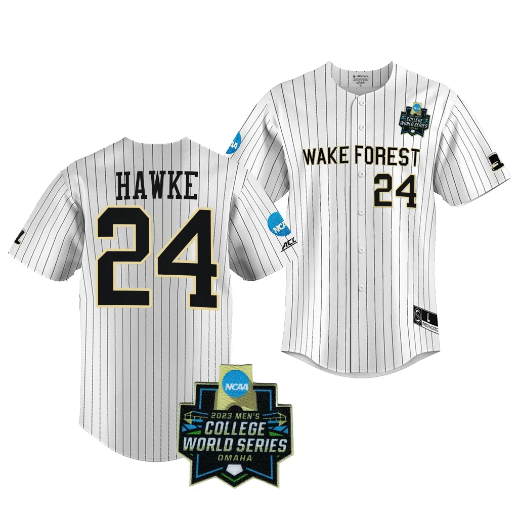 Tommy Hawke Wake Forest Demon Deacons #24 White College World Series Jersey UOL6HGXV
