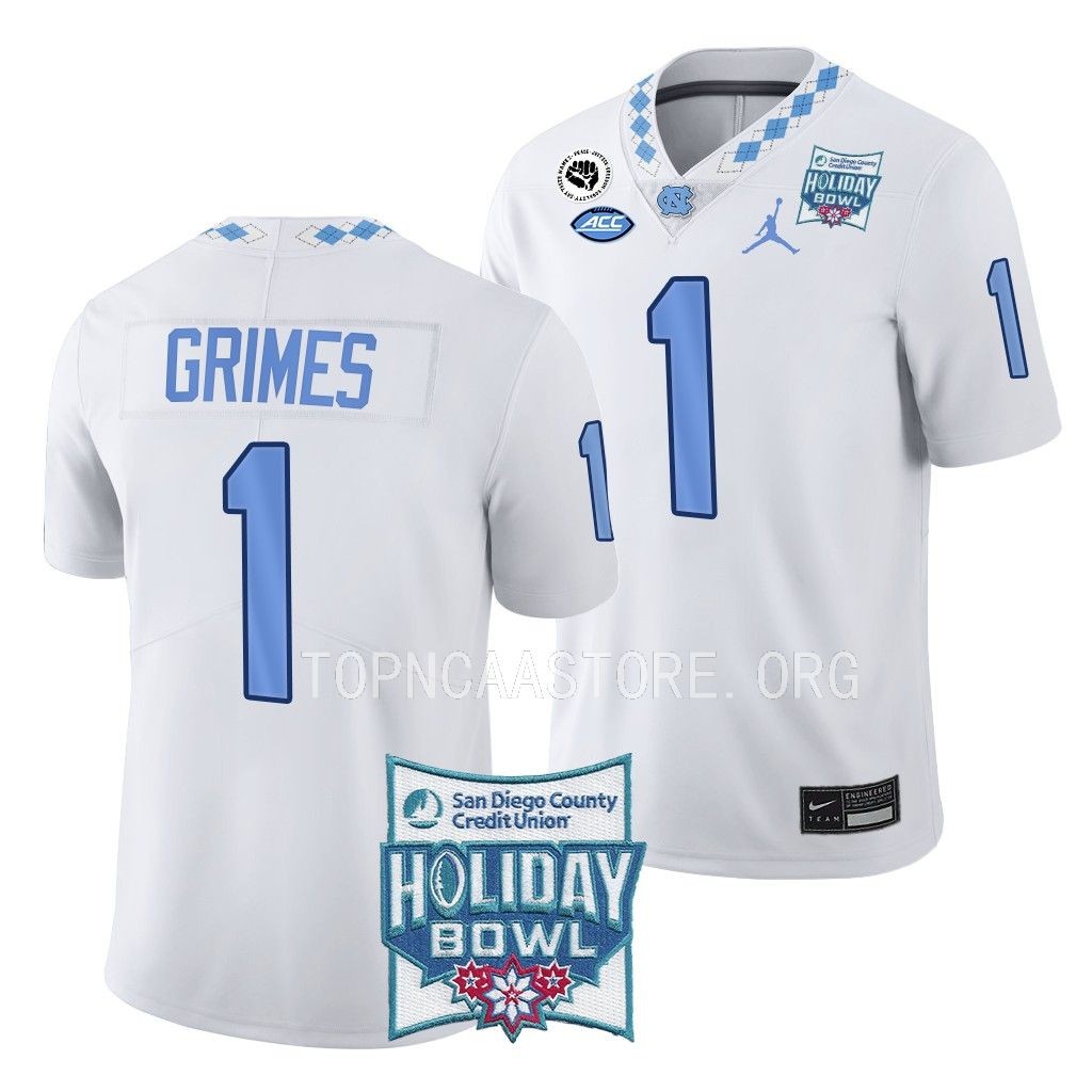Tony Grimes North Carolina Tar Heels #1 White Jersey Holiday Bowl Limited Uniform GJ0UOGXV