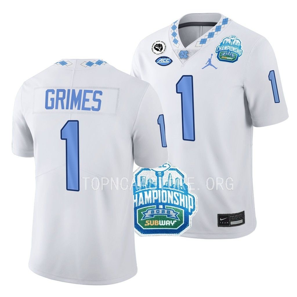 Tony Grimes North Carolina Tar Heels ACC Championship #1 Jersey White Limited Uniform VUXQXGXV