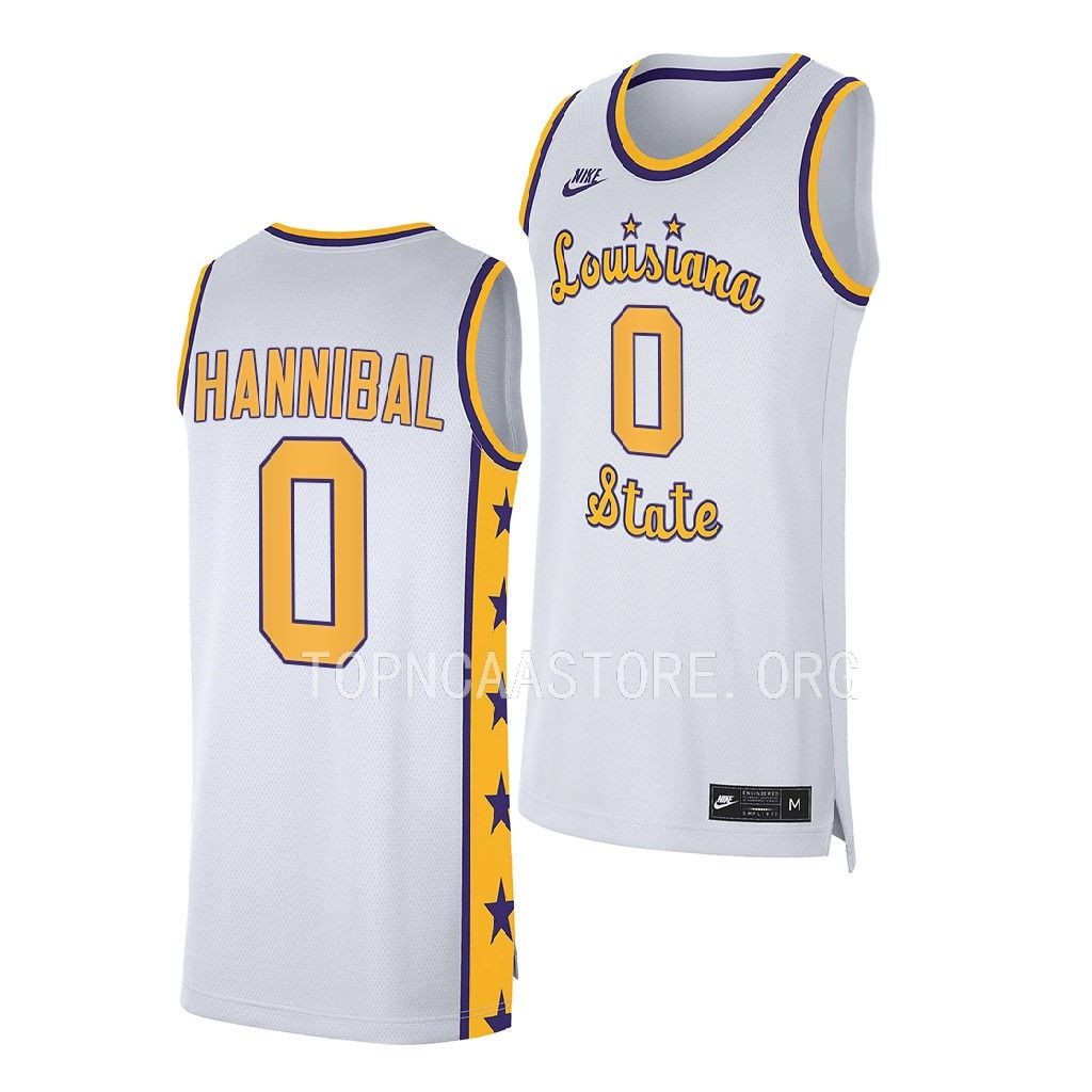 Trae Hannibal LSU Tigers #0 White Jersey 2022-23 AGB21GXV