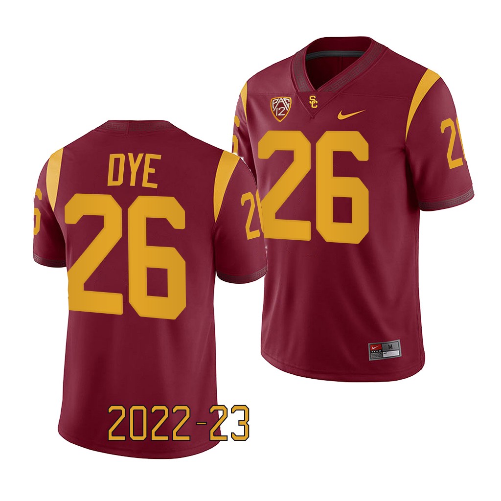 Travis Dye USC Trojans 2022-23 Game College Jersey Cardinal #26 Uniform RNAP1GXV