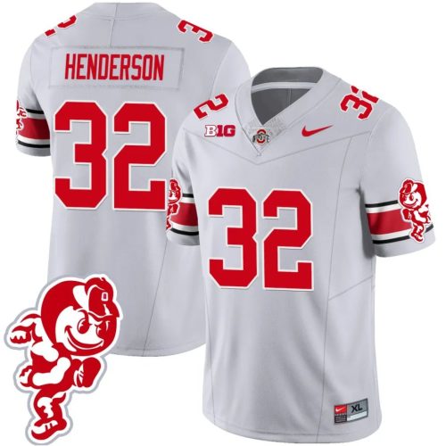 TreVeyon Henderson Jersey #32 Ohio State Buckeyes Football Brutus Buckeye Patch Gray 4YRSUGXV