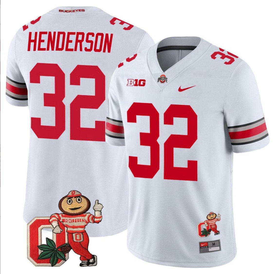 TreVeyon Henderson Jersey #32 Ohio State Buckeyes Mascot Patch College Football White OBYL0GXV