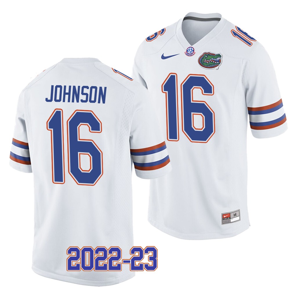 Tre'Vez Johnson Florida Gators 2022-23 College Jersey White #16 Uniform UE8WHGXV