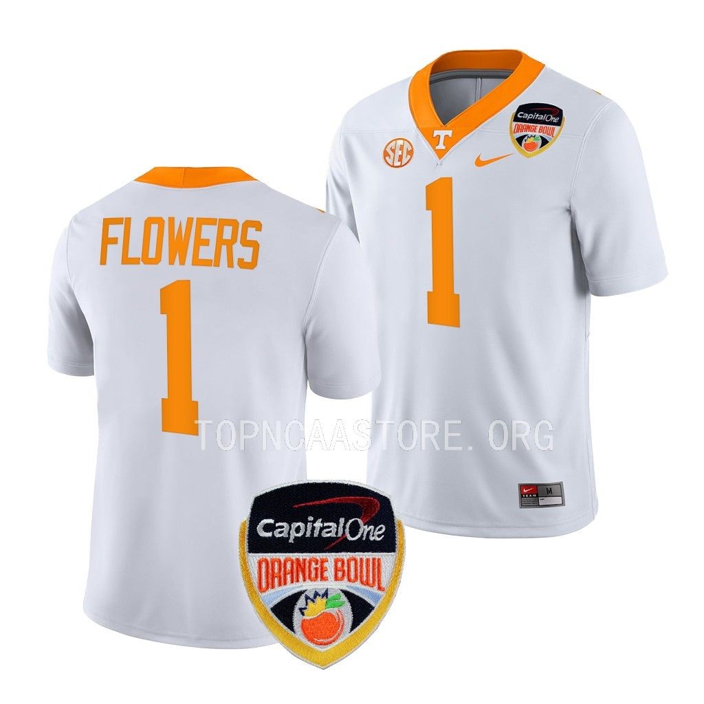Trevon Flowers Tennessee Volunteers Orange Bowl College Jersey White #1 Uniform K6I4PGXV