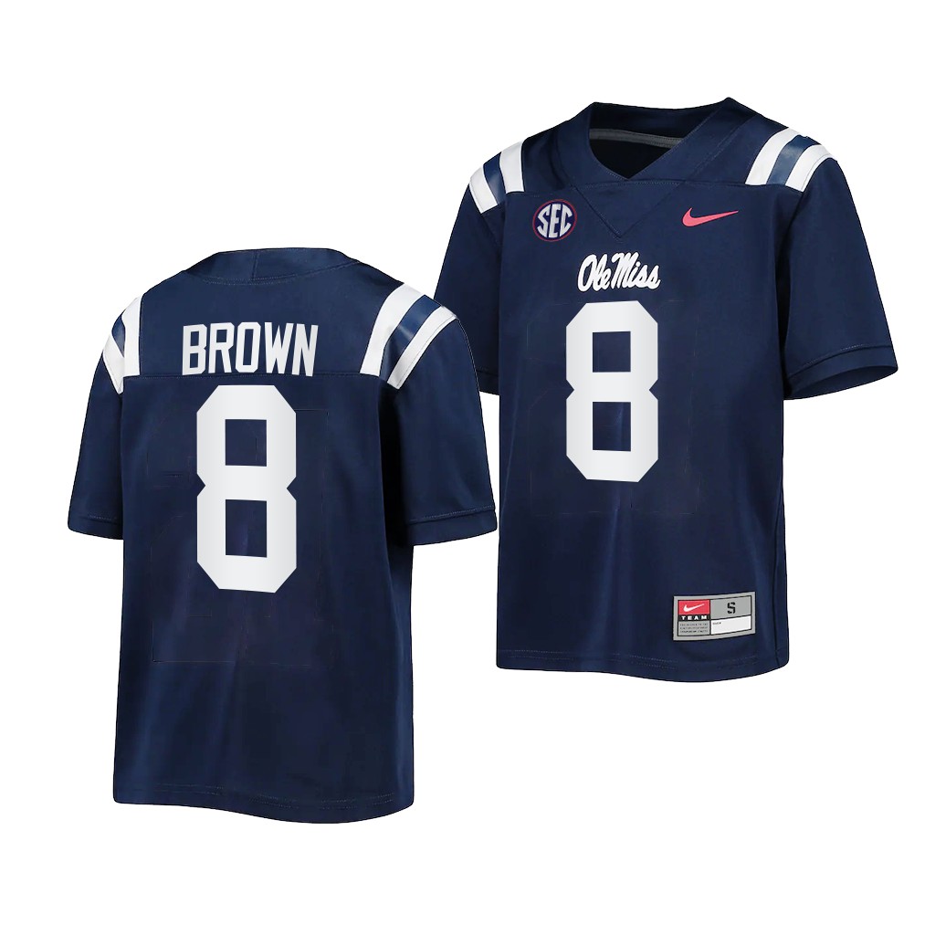 Troy Brown Ole Miss Rebels Navy 2022-23 Untouchable Game Youth Jersey N7M5VGXV