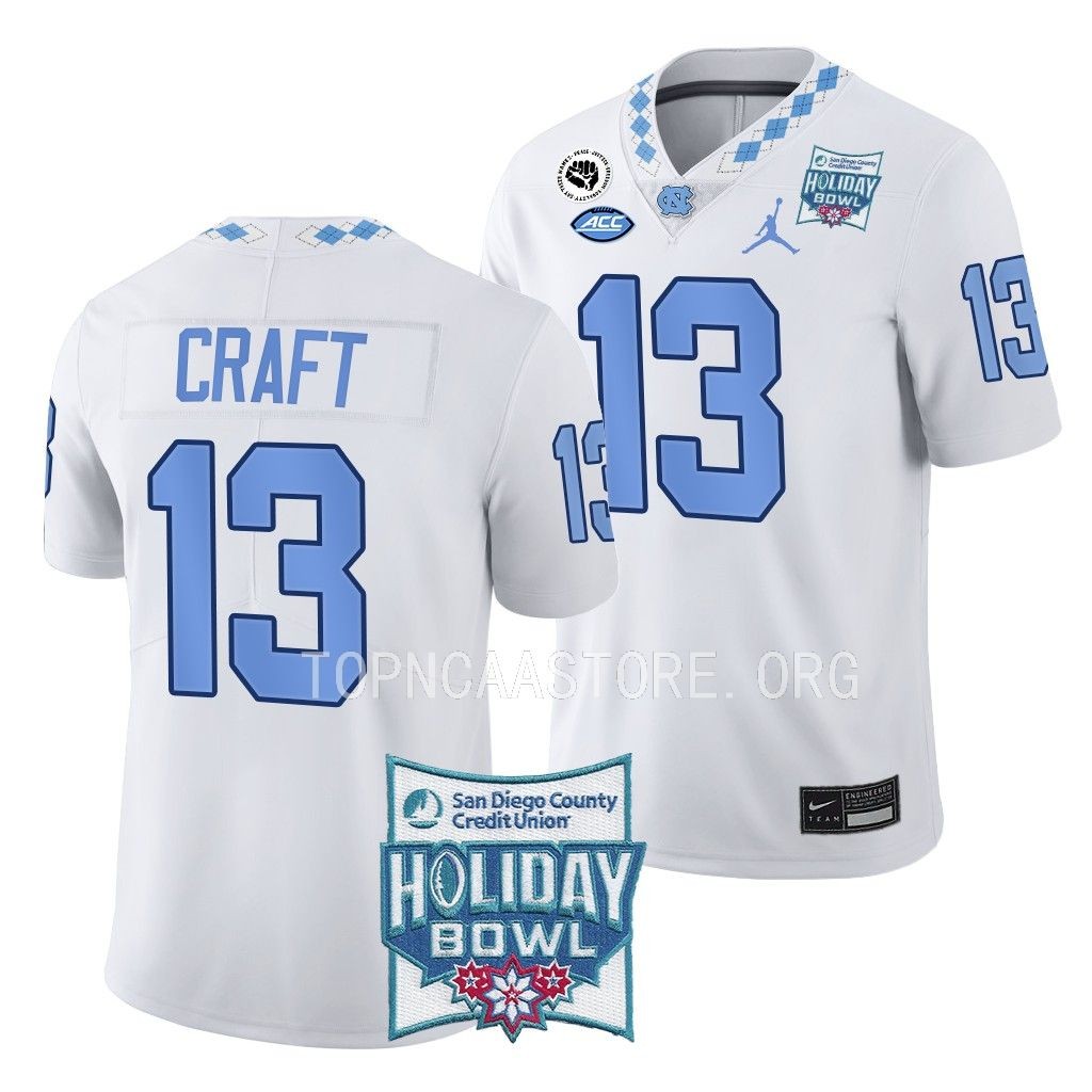 Tylee Craft North Carolina Tar Heels #13 White Jersey Holiday Bowl Limited Uniform YLNNWGXV