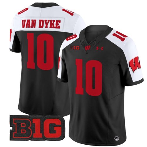 Tyler Van Dyke Jersey #10 Wisconsin Badgers Vapor Football Stitched Black Alternate MWLBDGXV