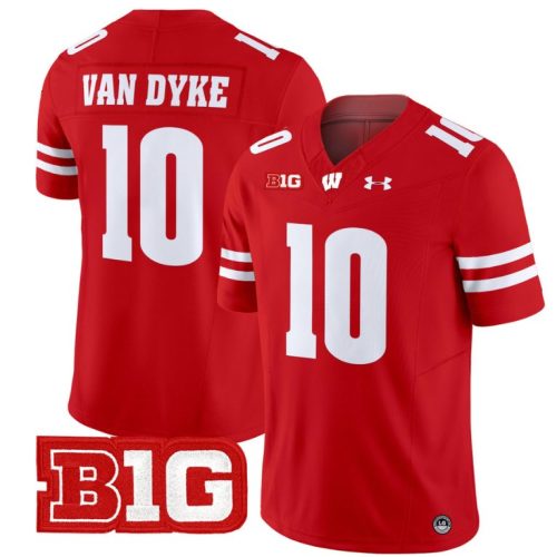 Tyler Van Dyke Jersey #10 Wisconsin Badgers Vapor Football Stitched Red SFTYPGXV