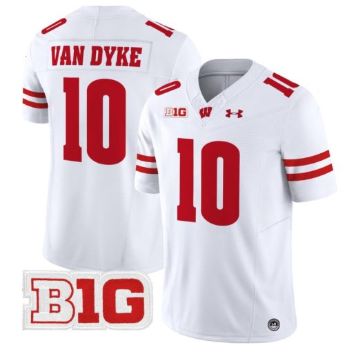 Tyler Van Dyke Jersey #10 Wisconsin Badgers Vapor Football Stitched White SKUURGXV