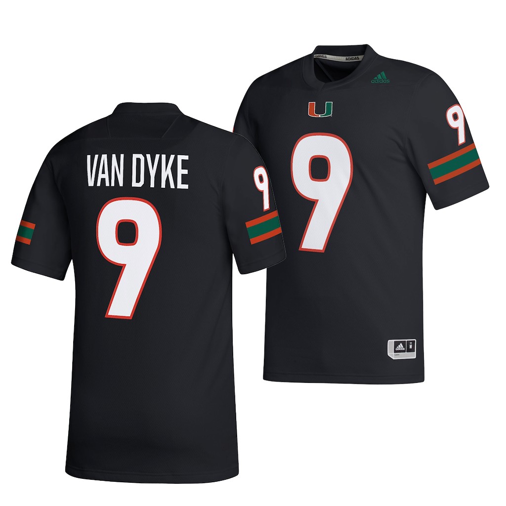 Tyler Van Dyke Miami Hurricanes #9 Black Jersey NIL Uniform WR8NPGXV