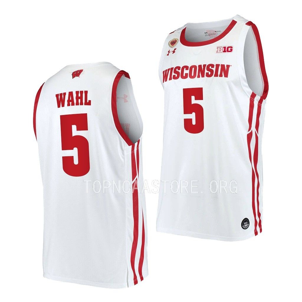 Tyler Wahl Wisconsin Badgers #5 White Home Jersey 2022-23 E5INZGXV