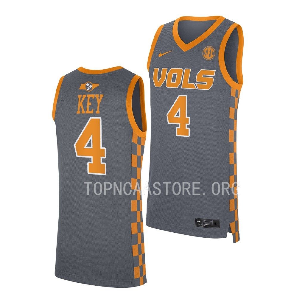 Tyreke Key #4 Tennessee Volunteers Jersey 2022-23 Grey SJU6FGXV