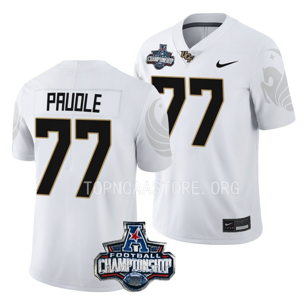 UCF Knights American Championship Lokahi Pauole #77 White Jersey NXIAMGXV