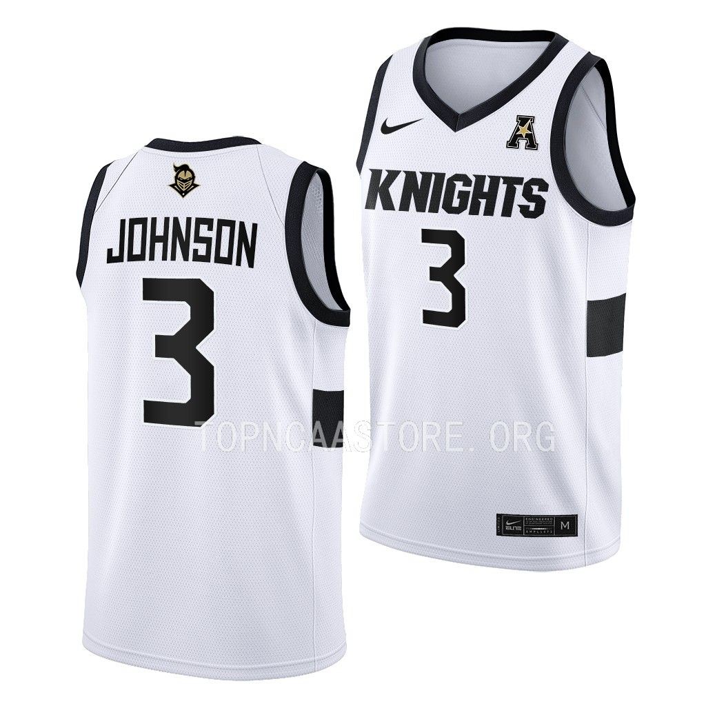UCF Knights Darius Johnson College Home uniform White #3 Jersey 2022-23 M16RHGXV