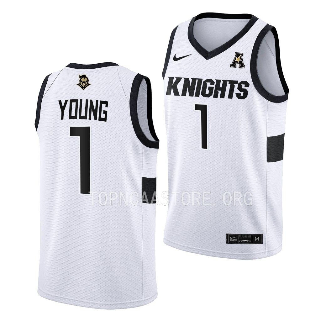 UCF Knights Jayhlon Young College Home uniform White #1 Jersey 2022-23 HTRVXGXV