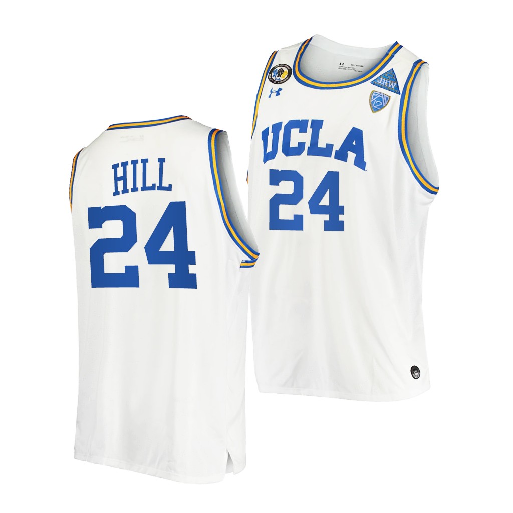 UCLA Bruins Jalen Hill March Madness PAC-12 White Stand Together Jersey Honor John R. Wooden IM60EGXV