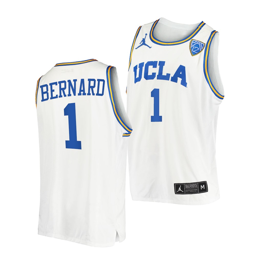 UCLA Bruins Jules Bernard #1 White College Jersey Home LBFMBGXV