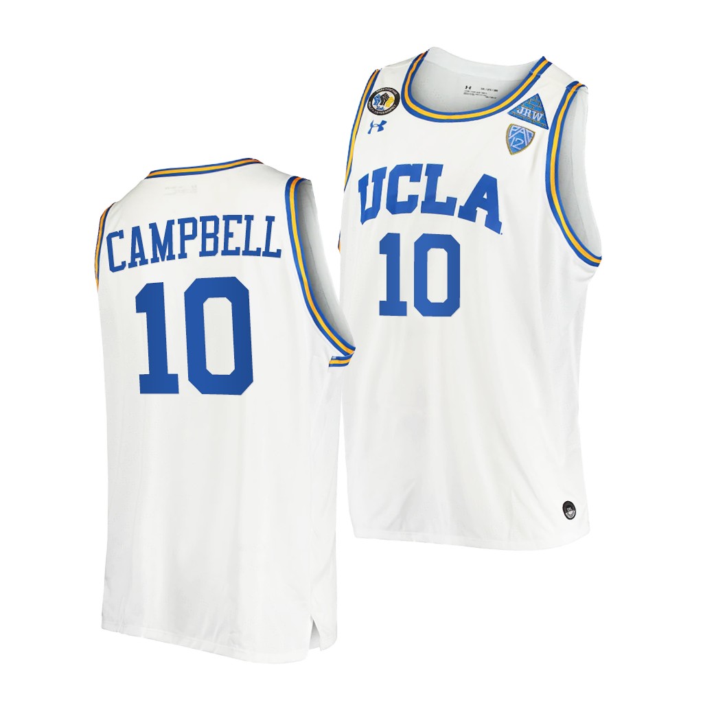 UCLA Bruins Tyger Campbell March Madness PAC-12 White Stand Together Jersey Honor John R. Wooden SLEMDGXV