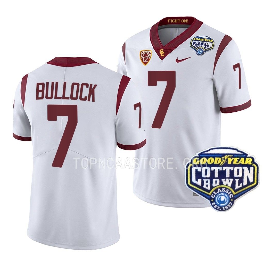 USC Trojans Cotton Bowl Calen Bullock #7 White College Jersey 74BMZGXV