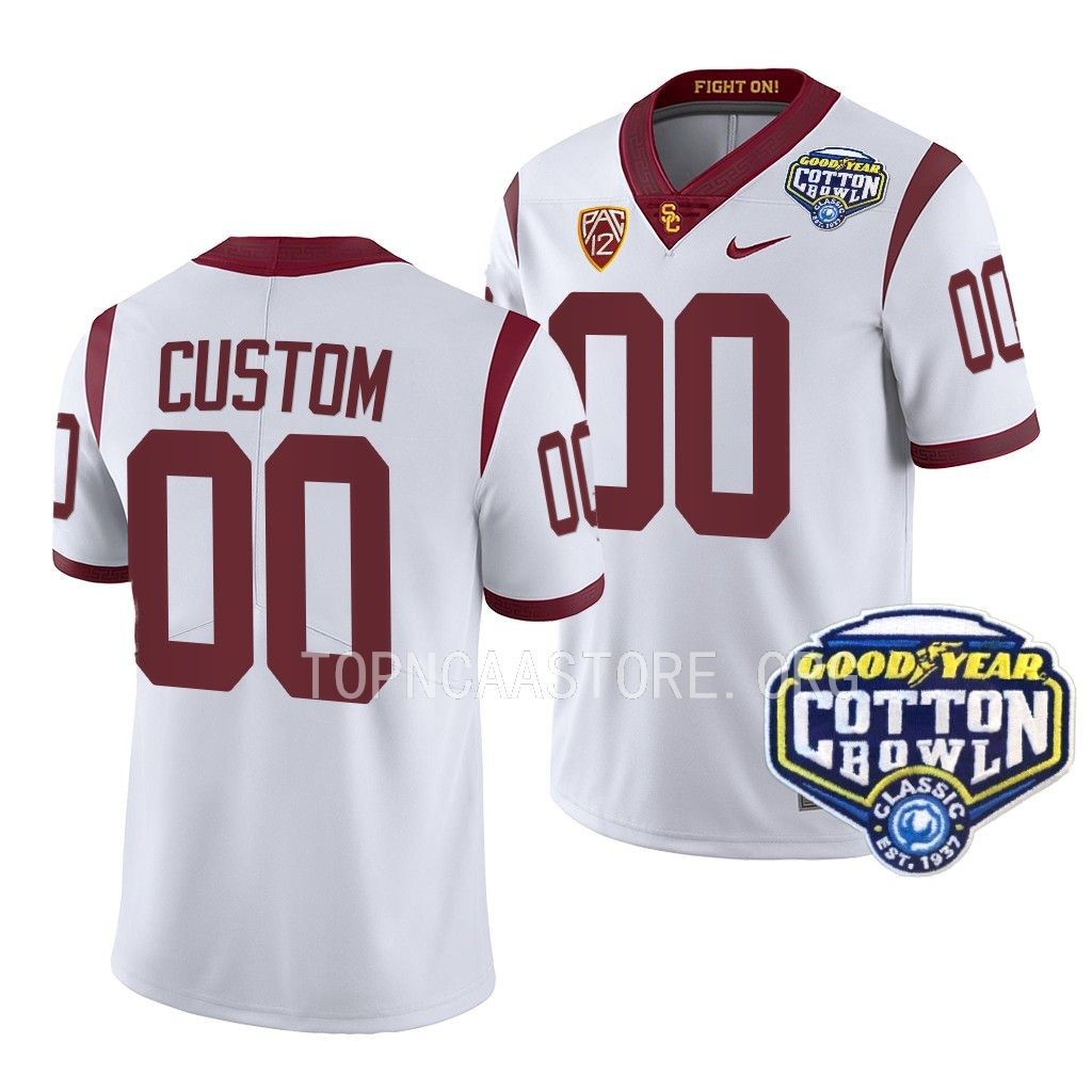 USC Trojans Cotton Bowl Custom #00 White College Jersey FOEHKGXV