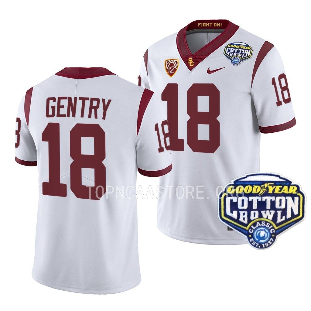USC Trojans Cotton Bowl Eric Gentry #18 White College Jersey BALHYGXV